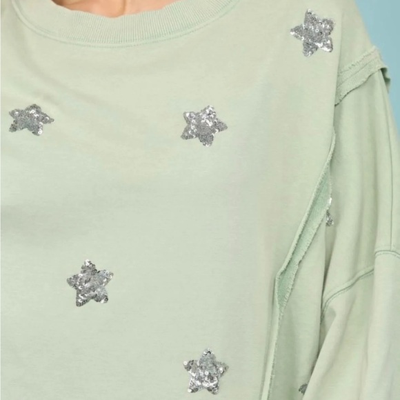 Blue Velvet Mint Green Starstruck Sweatshirt - Picture 2 of 5